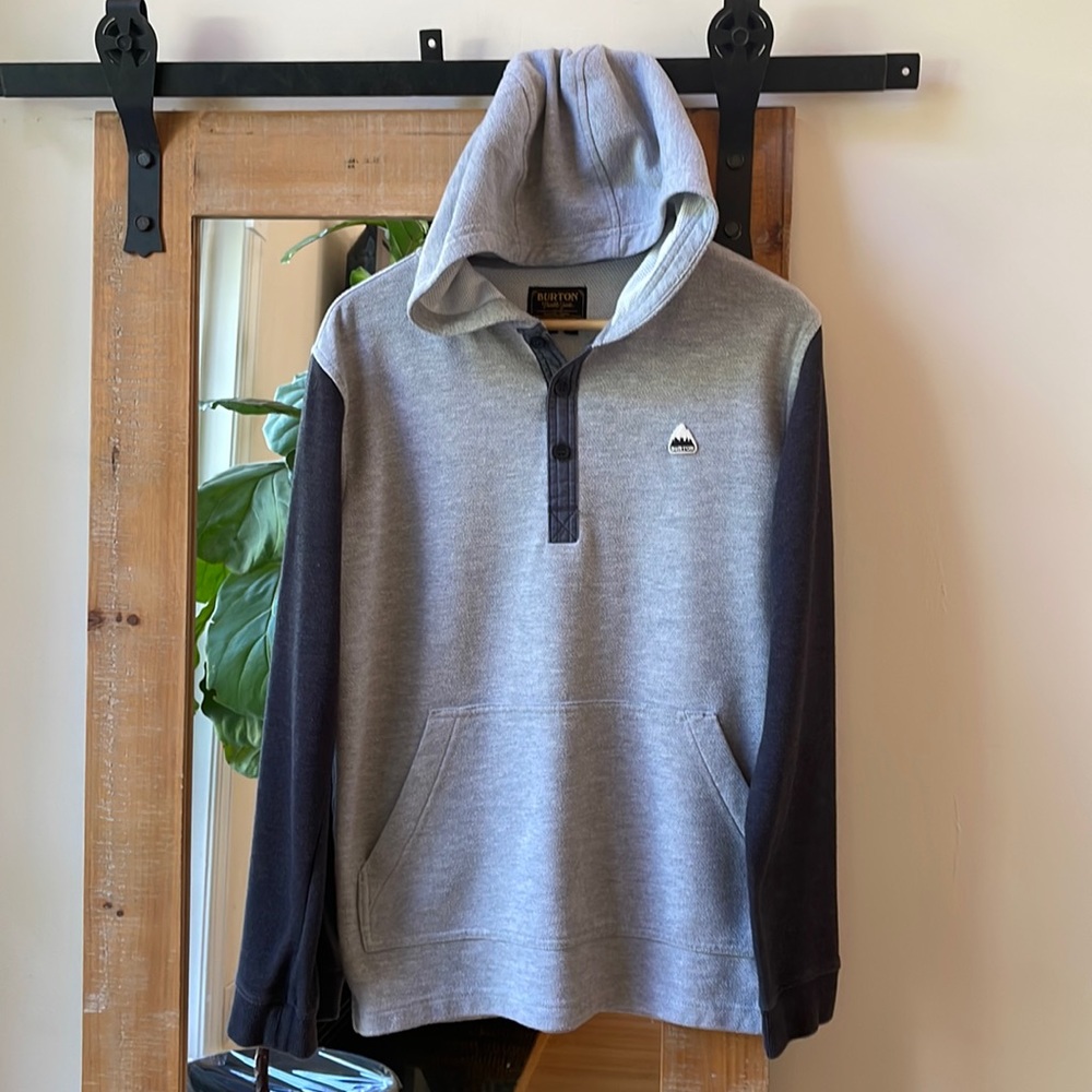 Burton Gray Dexter Hooded Henley Shirt Size S